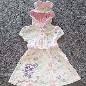 🌈🎀 Disney Minnie Mouse Hooded Swim Cover-Up: Size 2 🎀🌈